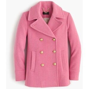 $298 J.Crew Majesty Stadium Cloth Pink Double-Breasted Wool Peacoat Jacket 2P